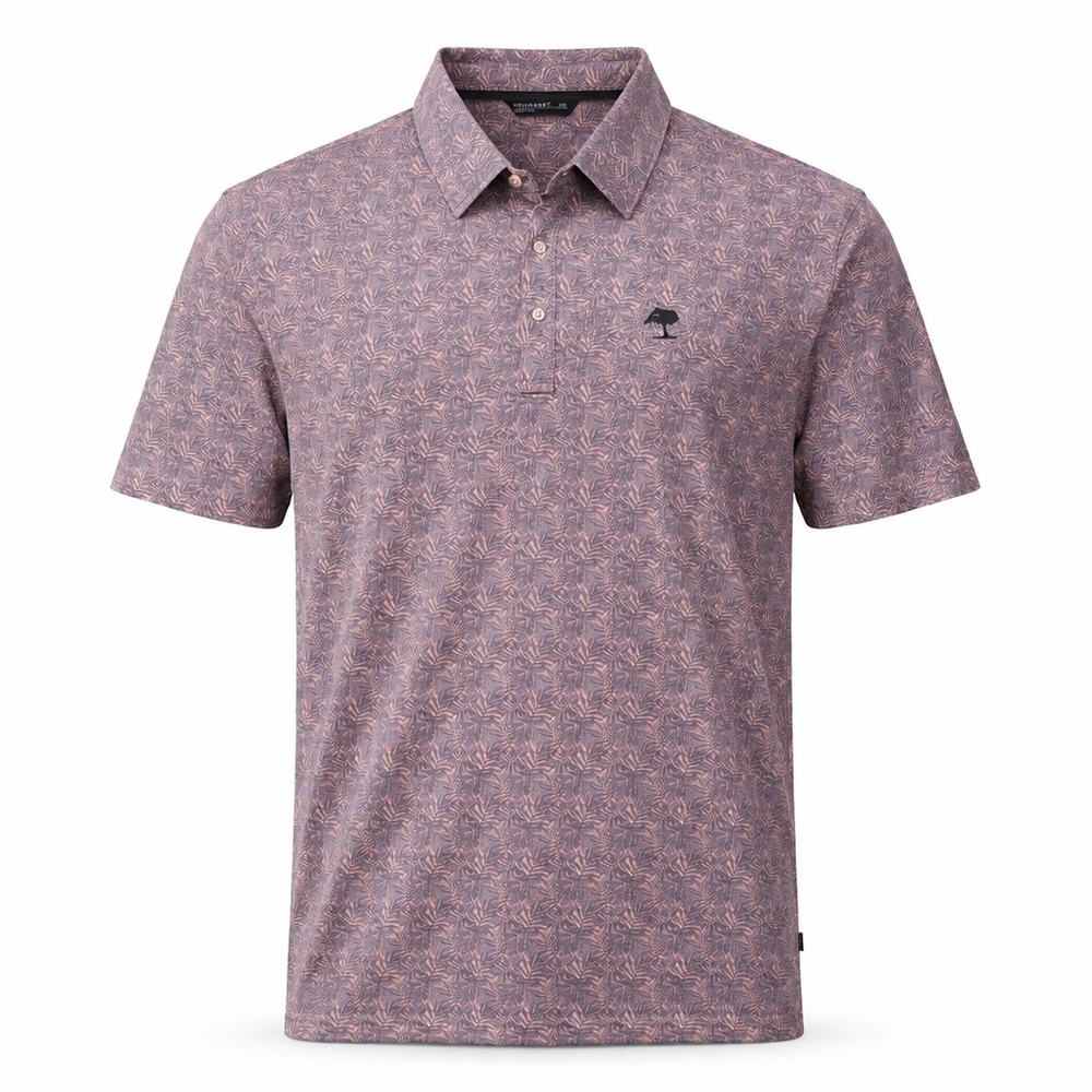 7 Diamonds Westward Polo Shirt Men XXL Blue Pink Tropical Print Coastal Oak Tree